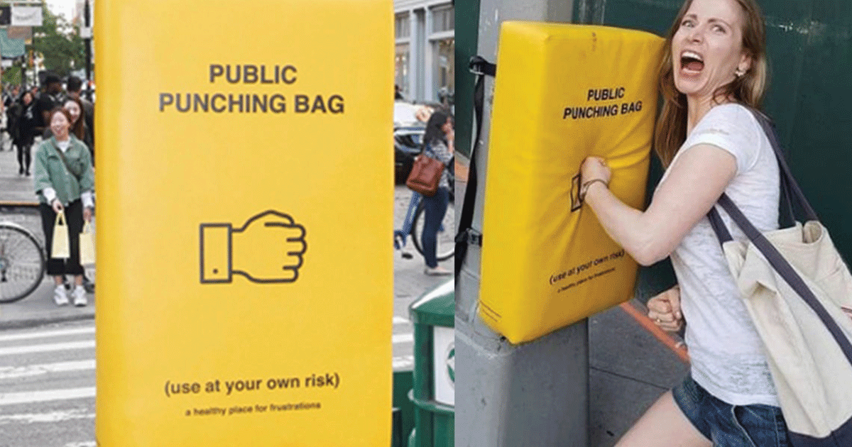 Manhattan Installs Punching Bags To Provide Relief to Frustrated New Yorkers