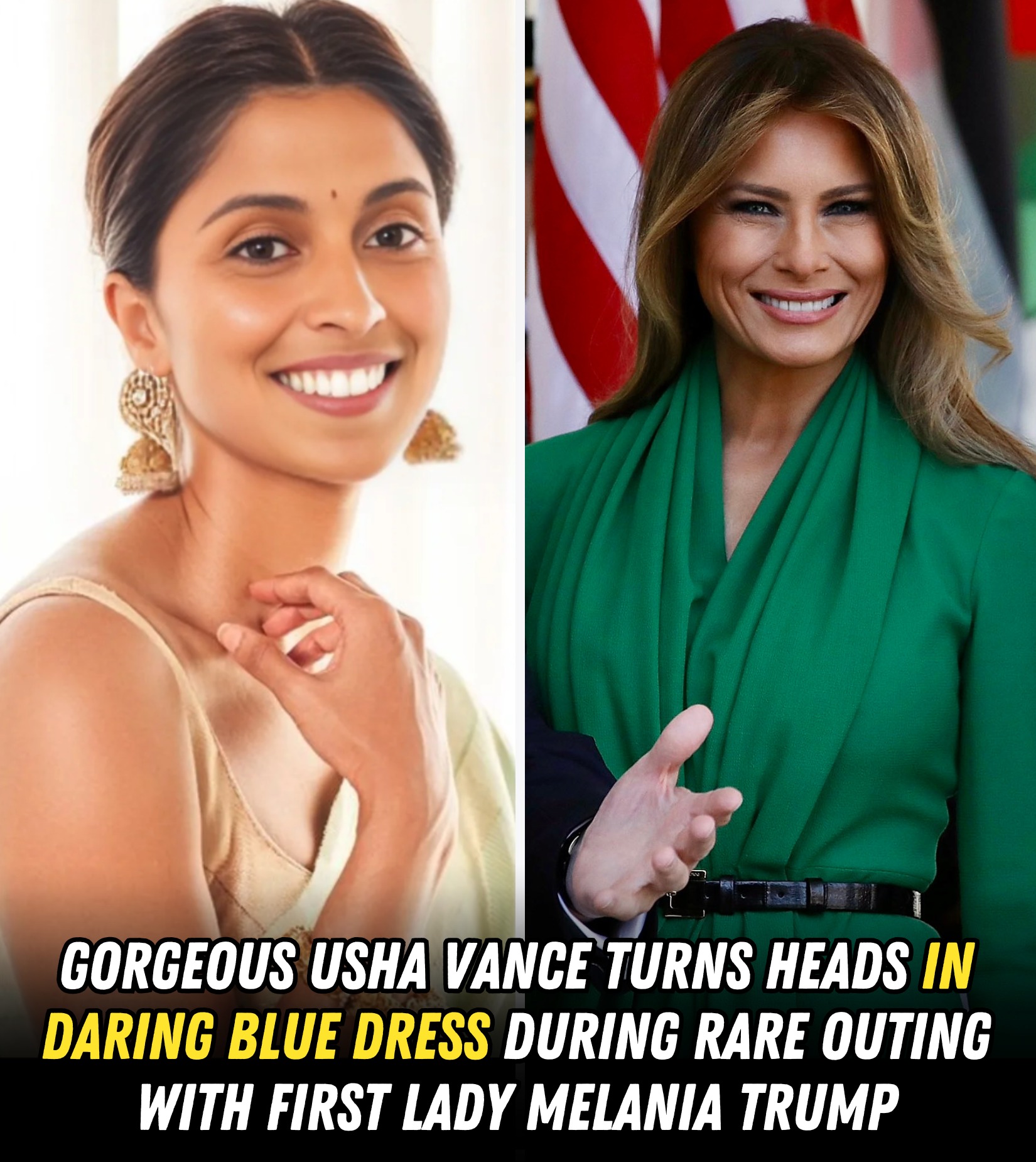 Usha Vance Steals Spotlight in Bold Blue Dress at Rare Appearance with Melania Trump