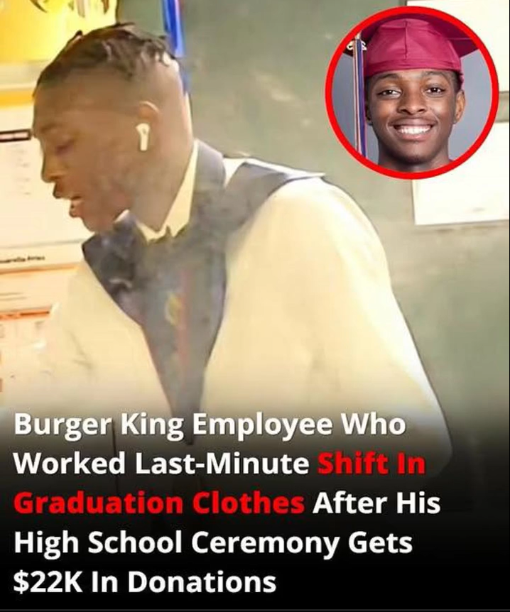 Teen Works at Burger King in Graduation Outfit, Community Raises K to Support His College Dreams