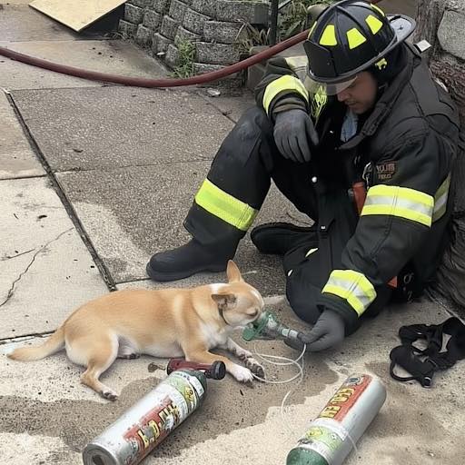 Brave Firefighter Risks Life to Save Tiny Chihuahua from Burning House