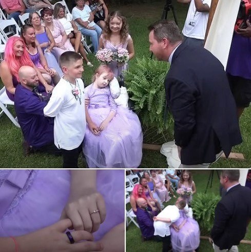 💜 Courageous Little Girl Wheeled Down the Aisle by Her Father to Marry Her School Sweetheart Before She Passed Away