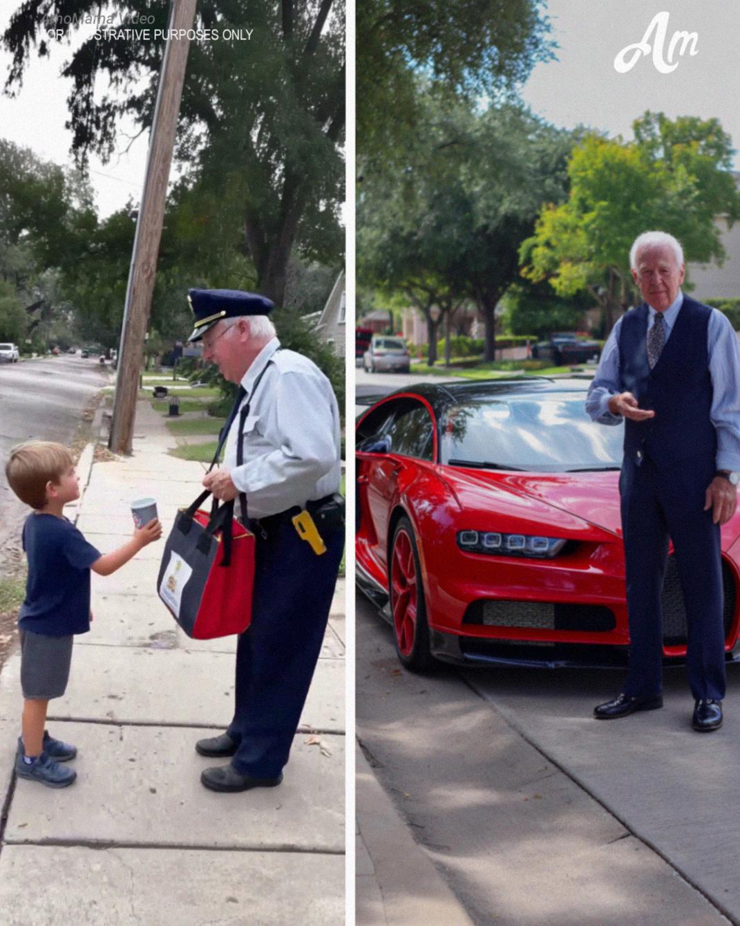 A 5-Year-Old’s Kind Act Toward a Mailman Leads to a Surprise Visit in a Red Bugatti