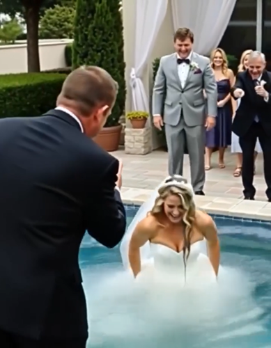 Bride Pushed Into Pool at Her Wedding—But Her Father’s Reaction Stuns Everyone