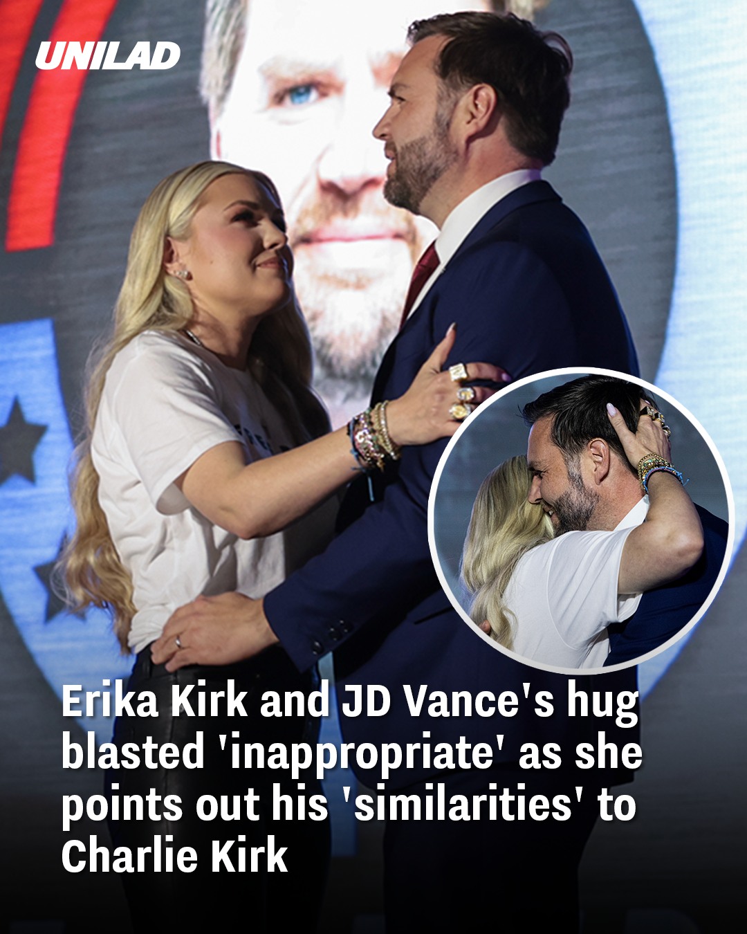 Erika Kirk and J.D. Vance’s Hug Gets Called “Inappropriate” as She Notes His “Similarities” to Her Late Husband