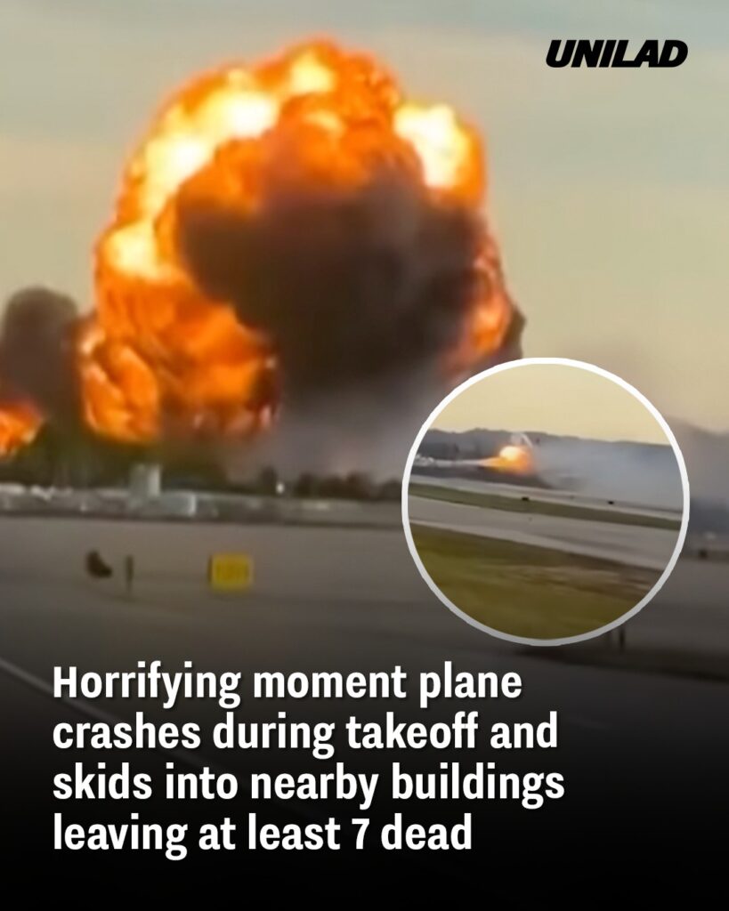 Horrifying Moment Plane Crashes During Takeoff and Skids into Nearby Buildings — At Least 7 Dead