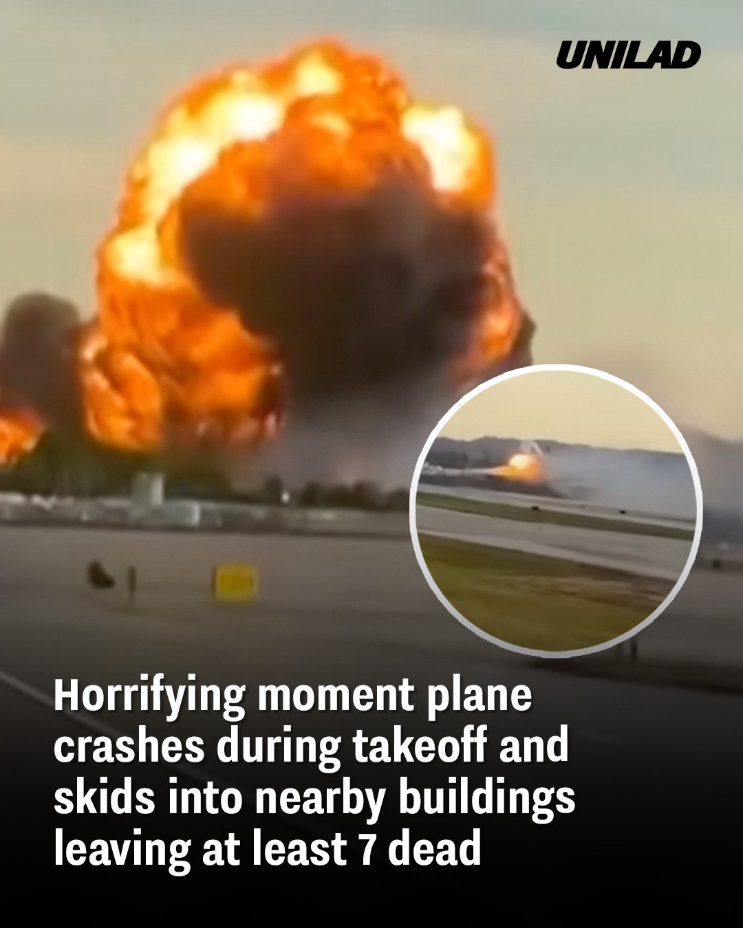 Horrifying Moment Plane Crashes During Takeoff and Skids into Nearby Buildings — At Least 7 Dead